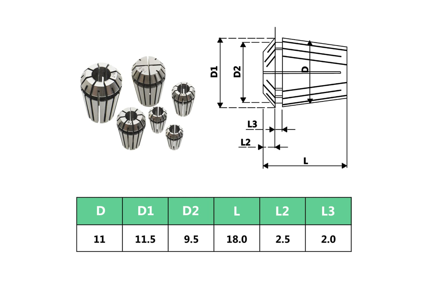 Vidaxl 146720 Er11 Collets 13 Pcs Turning Tool Set-8