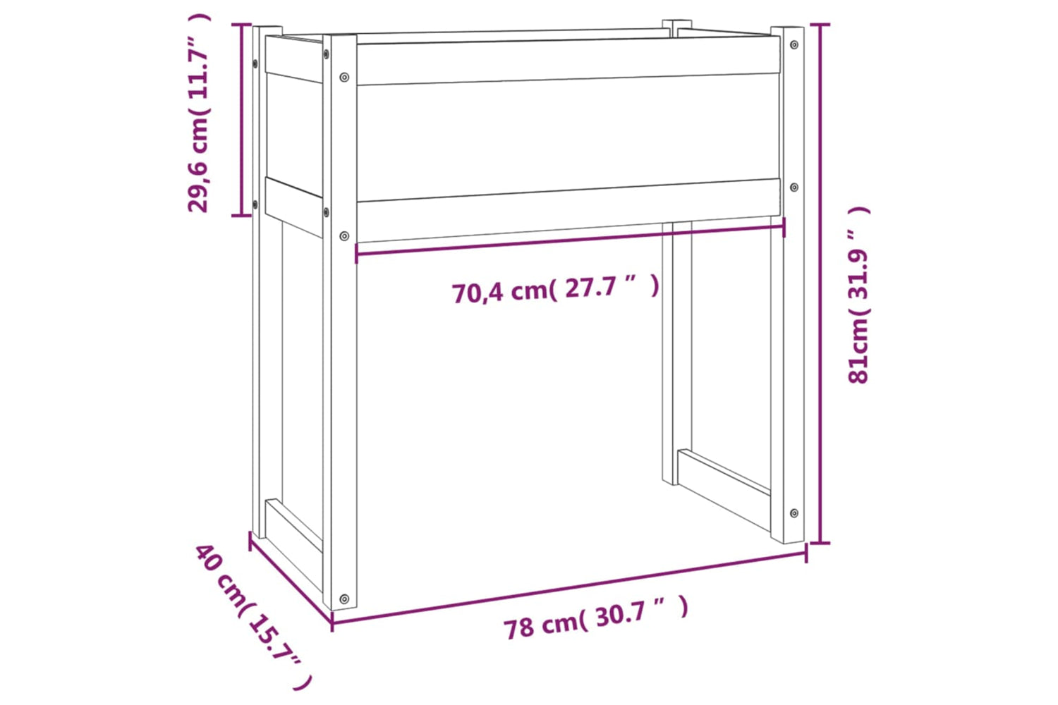 vidaXL 822133 Planter White 78x40x81cm Solid Wood Pine-8