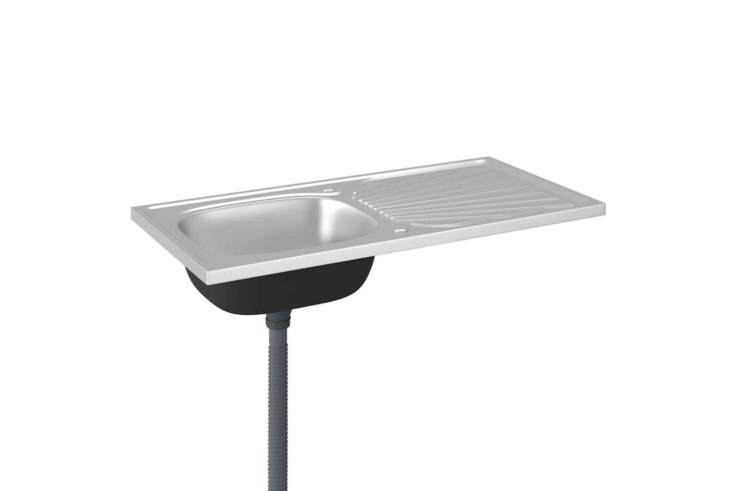 Vidaxl 147236 Kitchen Sink With Drainer Set Silver 1000x500x155 Mm Stainless Steel-4