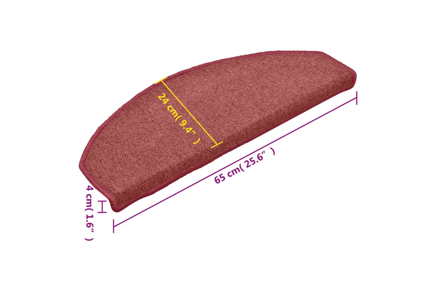 vidaXL 322373 Carpet Stair Treads 15 Pcs Red 65x24x4cm-7