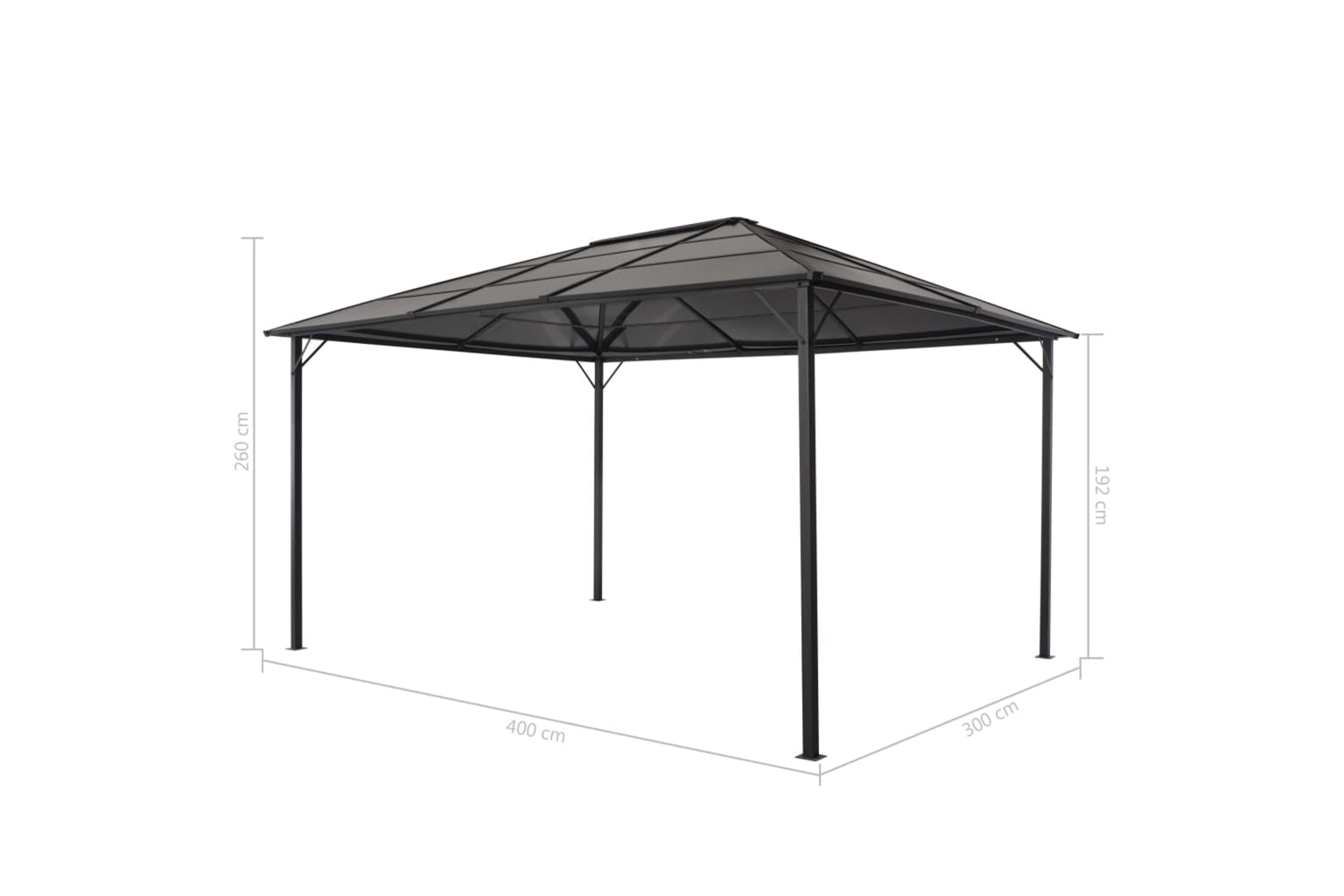 Vidaxl 44643 Gazebo With Roof Aluminium 4x3x2.6 M Black-5