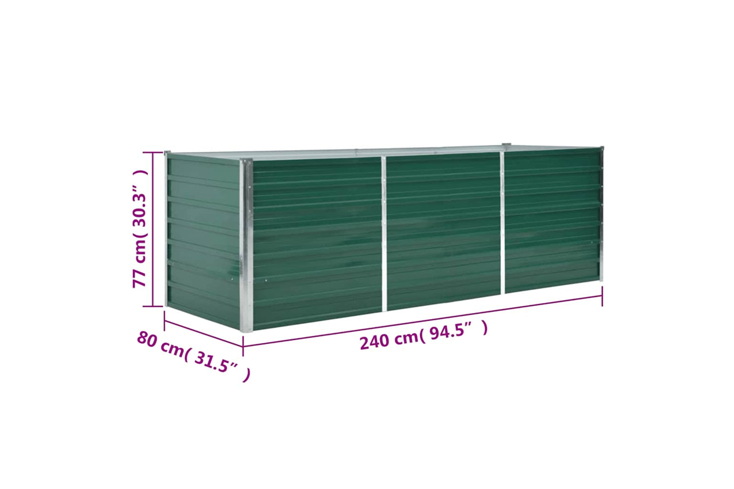 vidaXL 44841 Garden Raised Bed Galvanised Steel 240x80x77cm Green-7