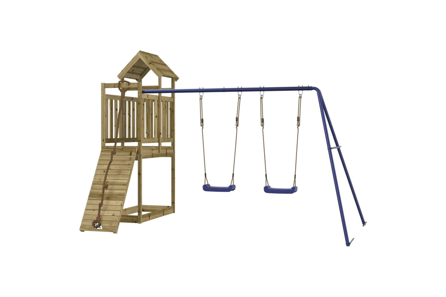 Vidaxl 3155971 Playhouse With Climbing Wall Swings Impregnated Wood Pine-3