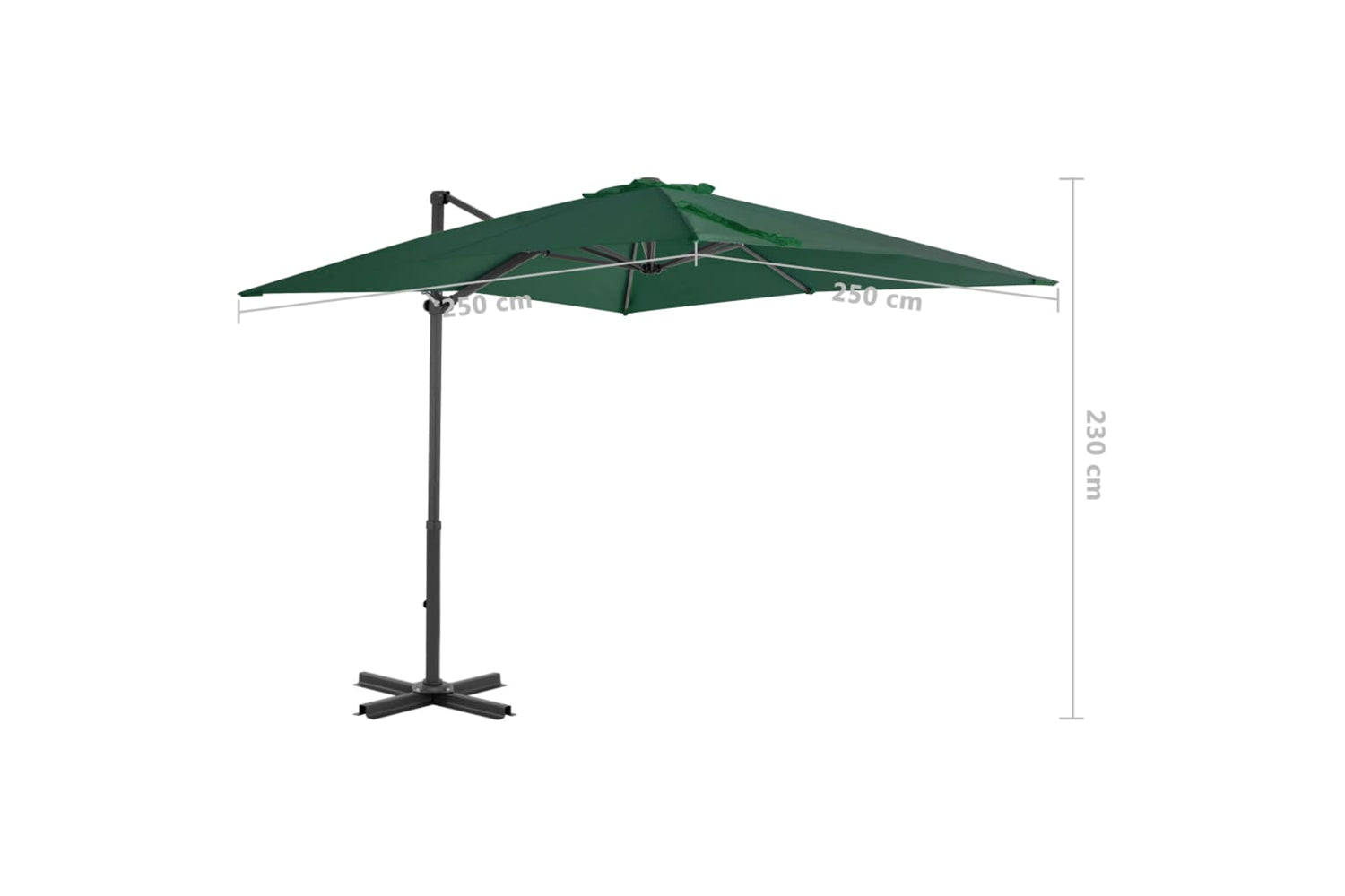vidaXL 44617 Cantilever Umbrella With Aluminium Pole Green 250x250cm-8