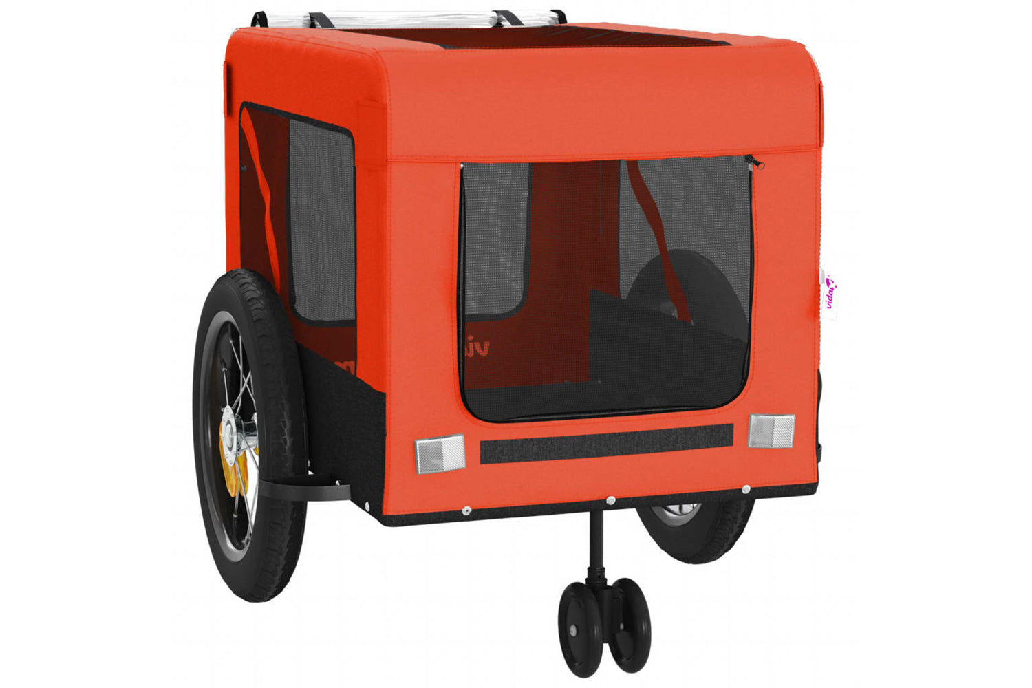 Vidaxl 93928 Pet Bike Trailer Orange And Black Oxford Fabric And Iron-5