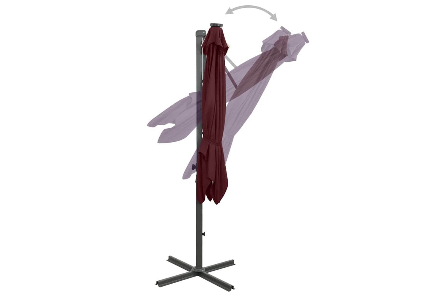 Vidaxl 312326 Cantilever Umbrella With Pole And Led Lights Bordeaux Red 250 Cm-7