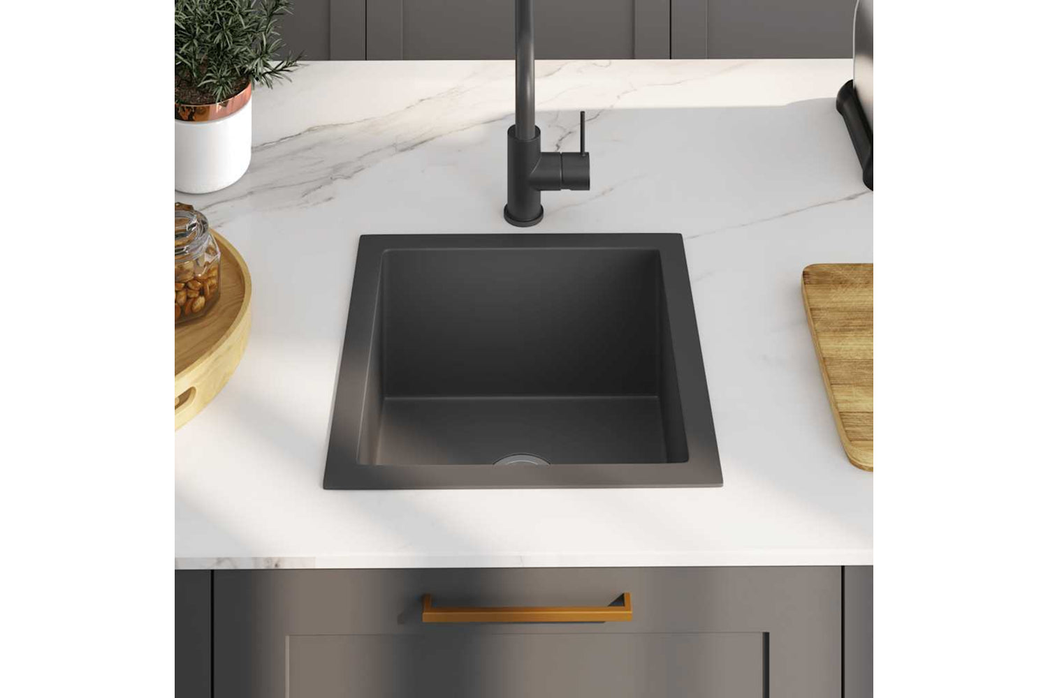 Vidaxl 51501 Handmade Kitchen Sink Black Stainless Steel-2