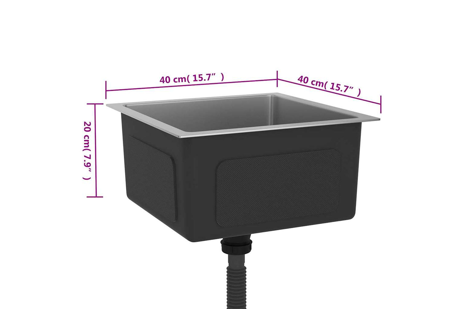 Vidaxl 51501 Handmade Kitchen Sink Black Stainless Steel-8