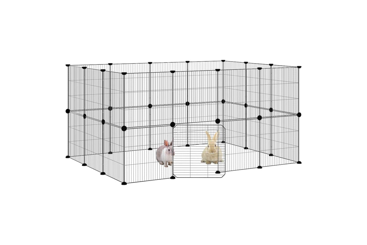 vidaXL 3114044 28-panel Pet Cage With Door Black 35x35cm Steel-2
