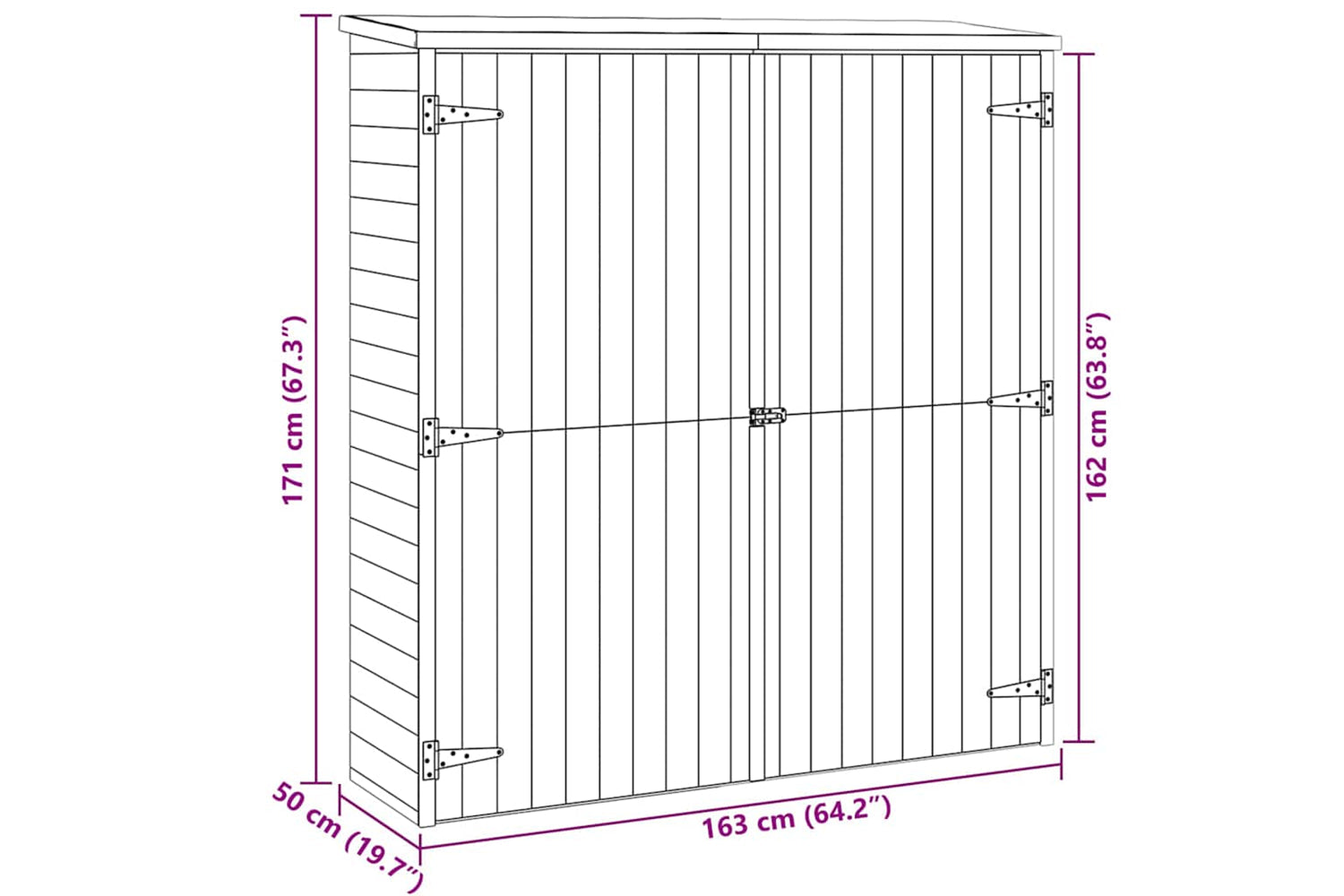 vidaXL 318198 Garden Tool Shed 163x50x171cm Solid Wood Pine-7