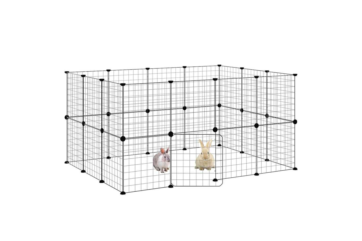 vidaXL 3114038 28-panel Pet Cage With Door Black 35x35cm Steel-2