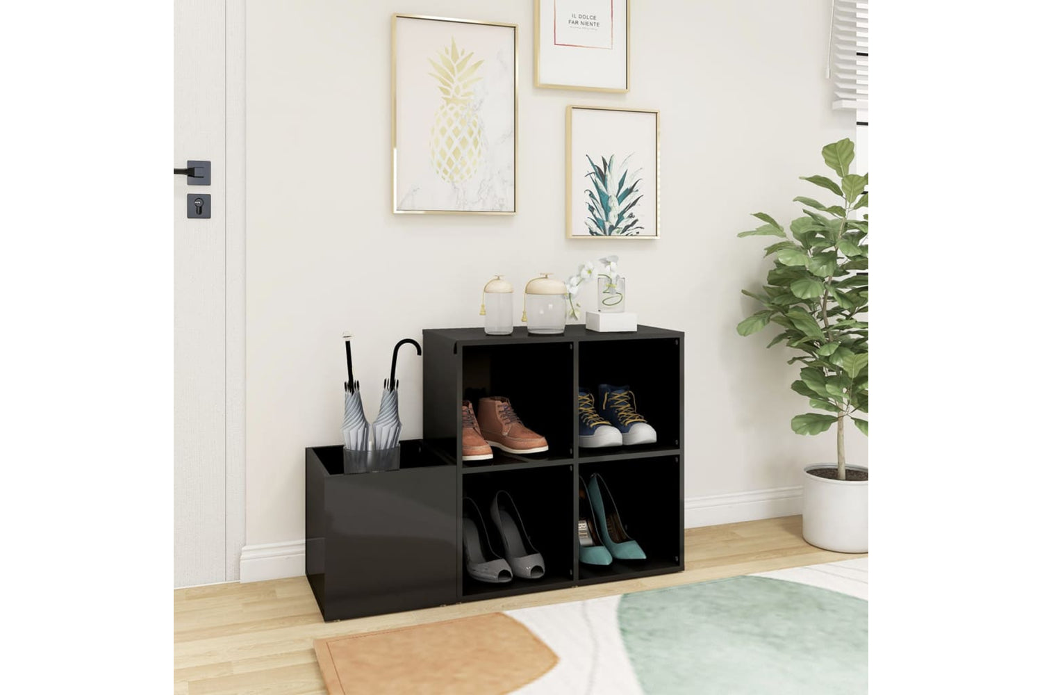 vidaXL 808259 Hall Shoe Cabinet High Gloss Grey 105x35.5x70cm Engineered Wood-2