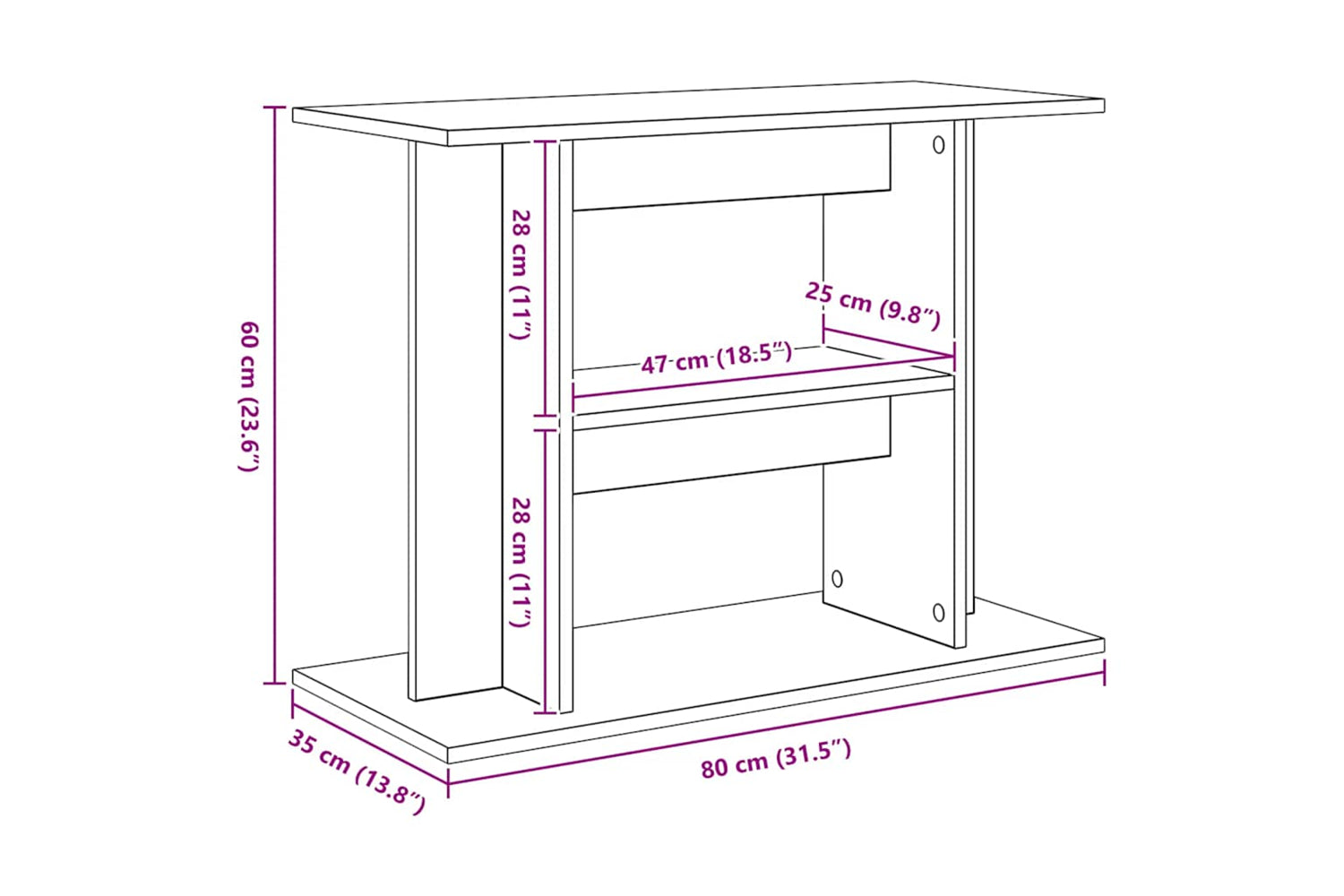 vidaXL 833578 Aquarium Stand Sonoma Oak 80x35x60cm Engineered Wood-7