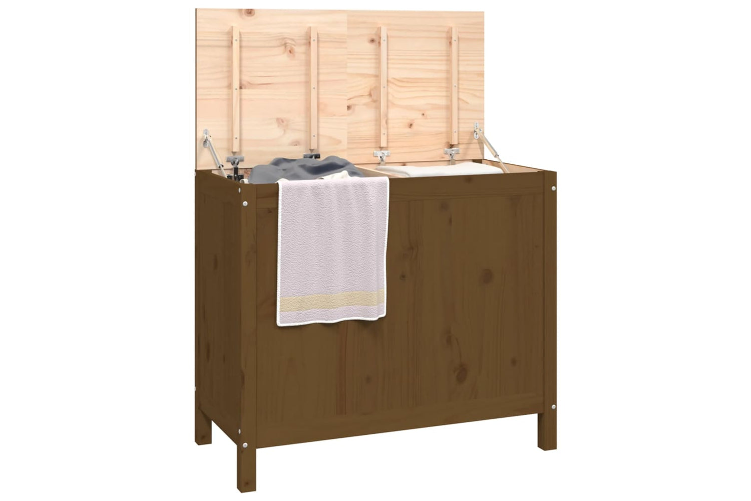 vidaXL 823582 Laundry Box Honey Brown 88.5x44x76cm Solid Wood Pine-3