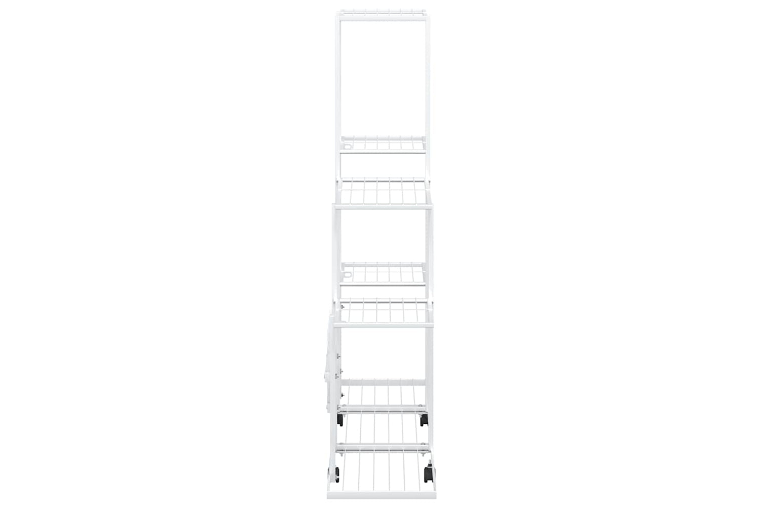 vidaXL 336115 Flower Stand With Wheel 94.5x25x92.5cm White Metal-5