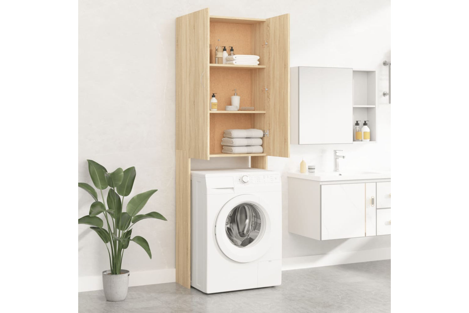 vidaXL Washing Machine Cabinet Sonoma Oak 64x25.5x190cm-6