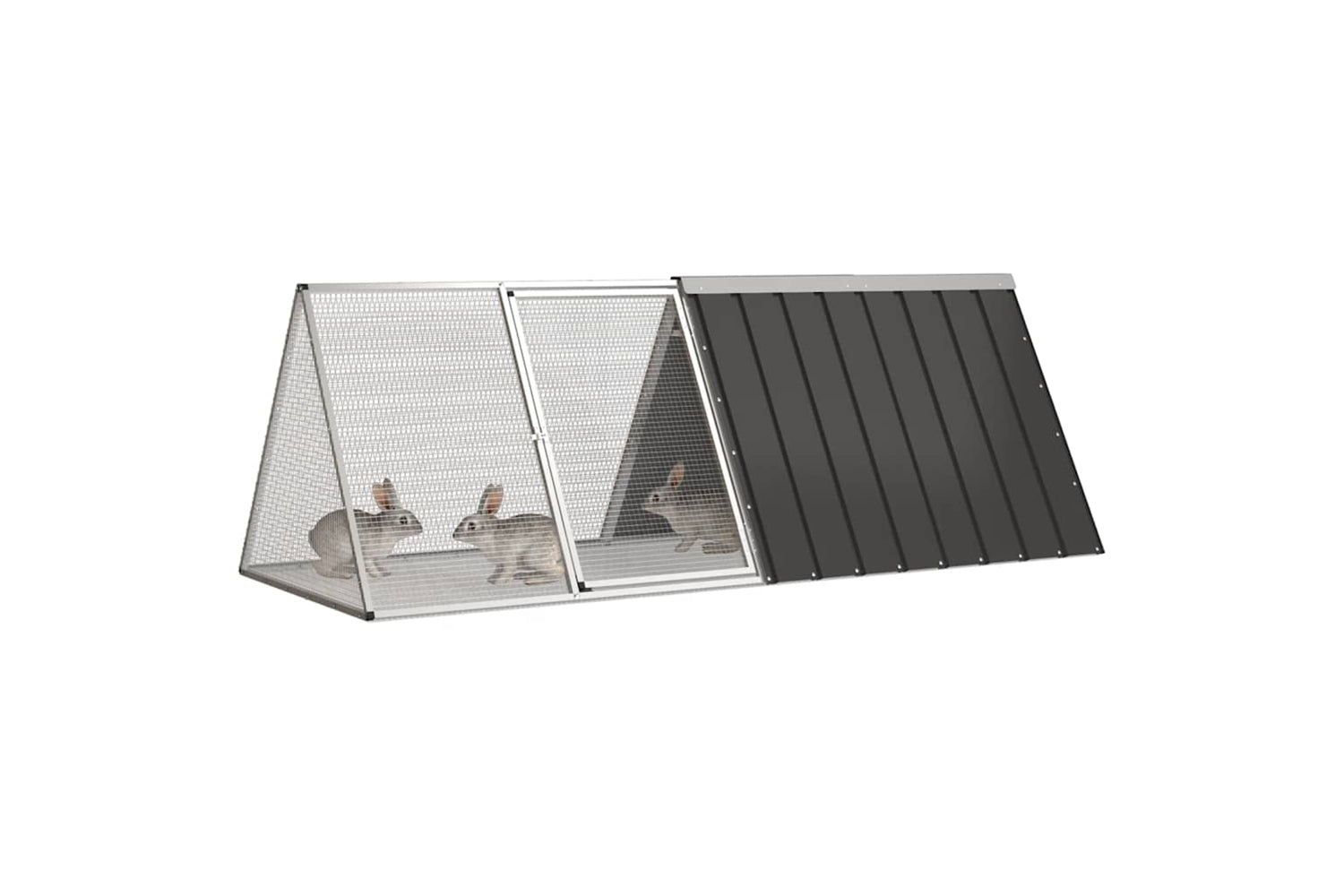 Vidaxl Rabbit Cage Anthracite 201.5x80.5x71 Cm Galvanised Steel-2