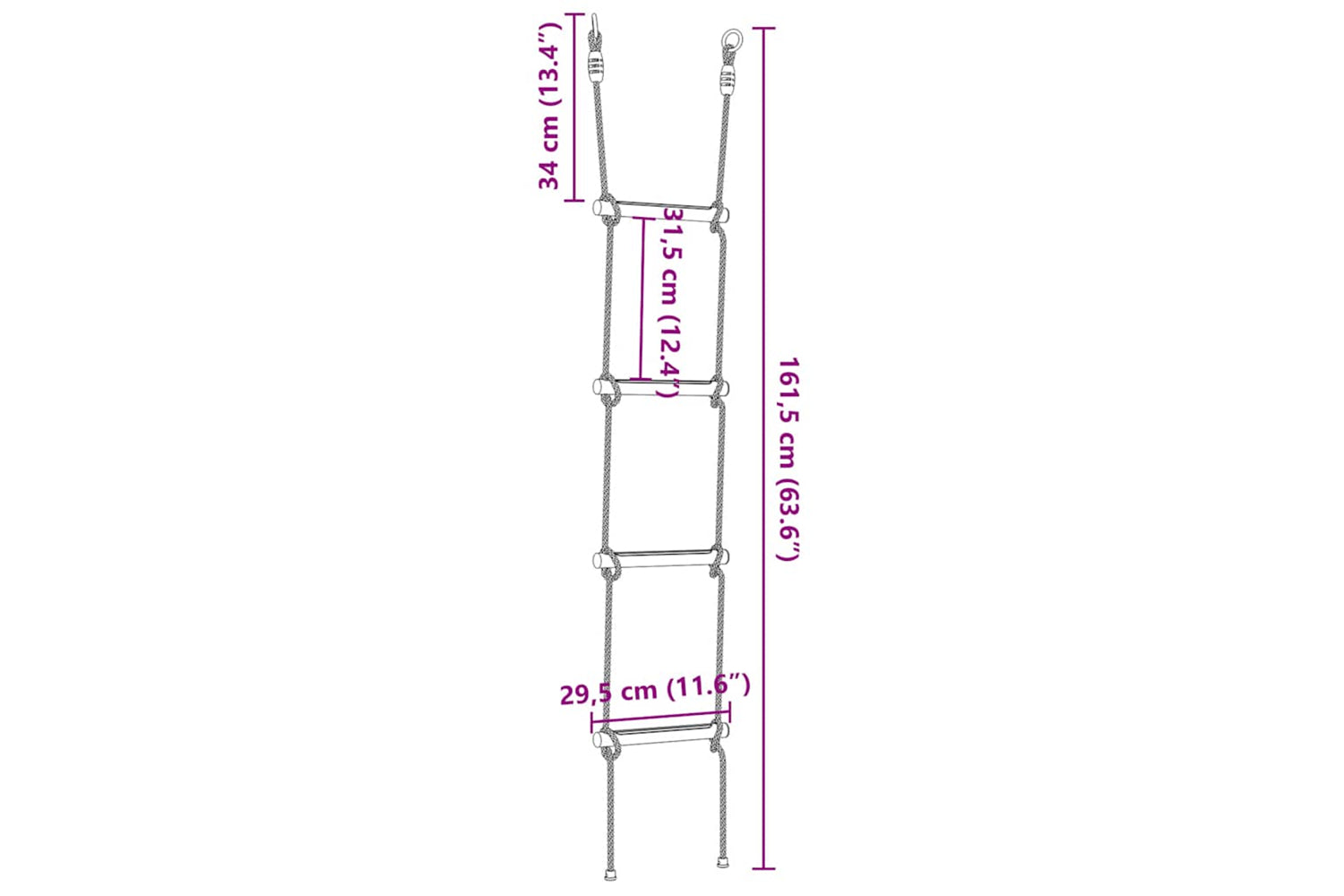 Vidaxl Rope Ladder For Kids With 4 Rungs Multicolour-7
