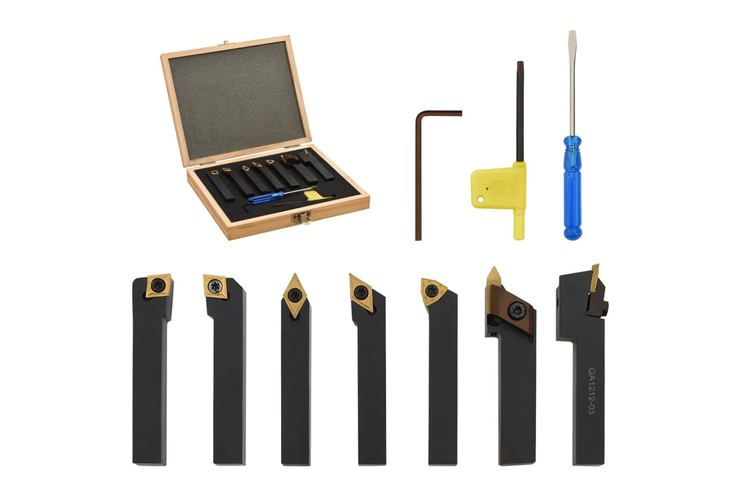 vidaXL 12 Pieces Indexable Turning Tool Set 12x12mm 80mm-2