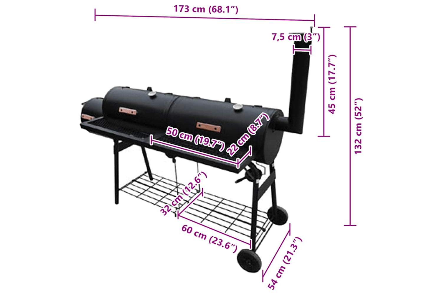 Vidaxl Smoker Bbq Nevada Xl Black-4
