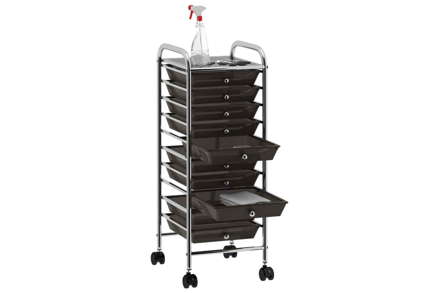 Vidaxl 320402 10-drawer Mobile Storage Trolley Black Plastic-3