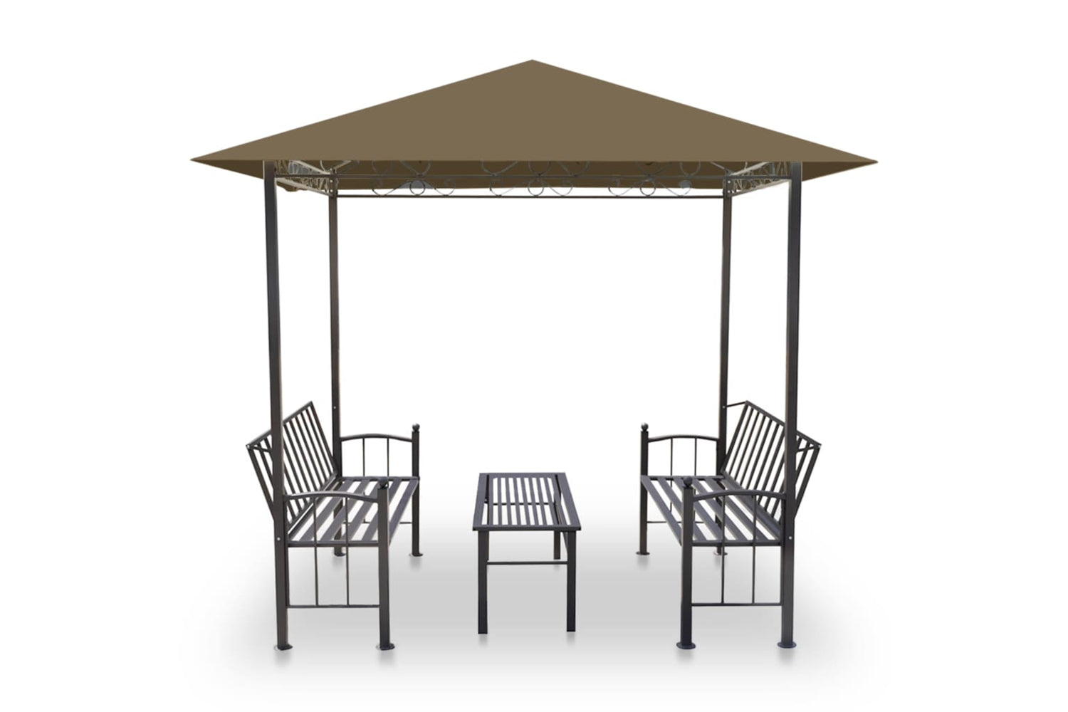 Vidaxl 312222 Garden Pavilion With Table And Benches 2.5x1.5x2.4 M Taupe 180 G/mâ²-2