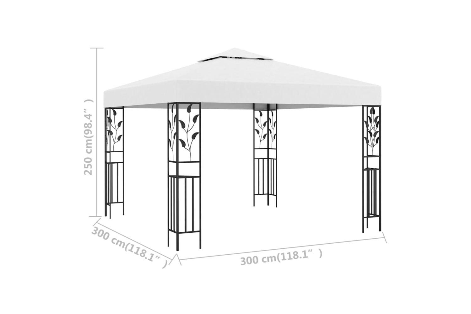 Vidaxl 312242 Gazebo 3x3 M White 180 G/mâ²-5