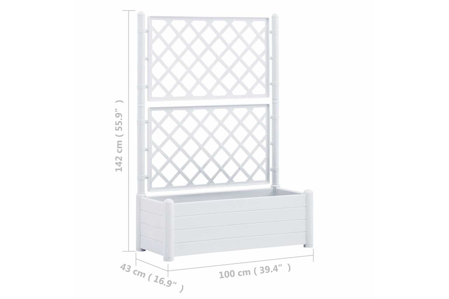 vidaXL 313983 Garden Planter With Trellis 100x43x142cm Pp White-7