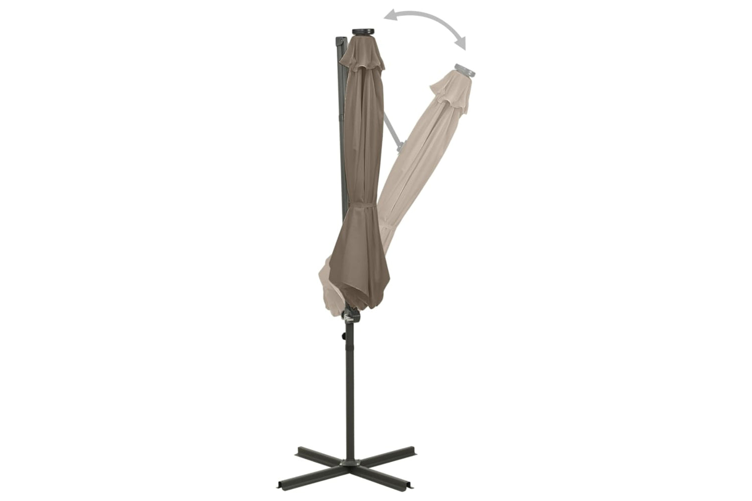 Vidaxl 312339 Cantilever Umbrella With Pole And Led Lights Taupe 300 Cm-3