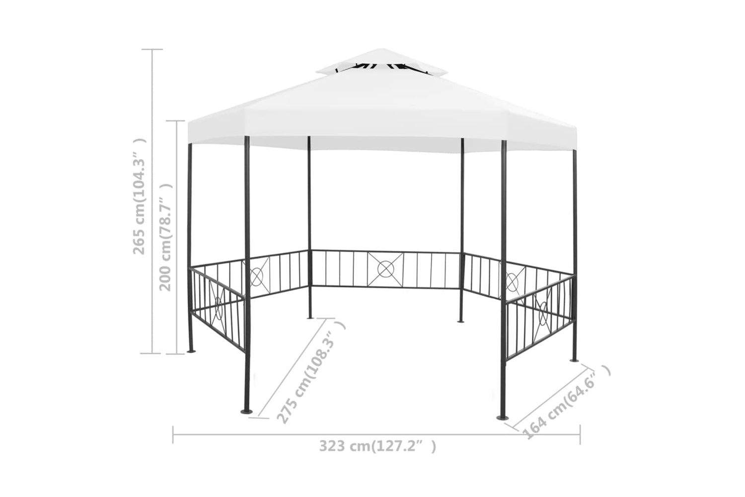 vidaXL 312233 Garden Gazebo 323x275x265cm White 180 G/mÂ²-8
