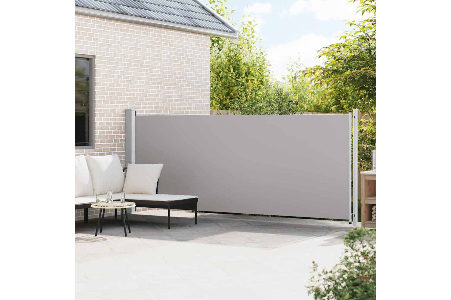 vidaXL Patio Retractable Side Awning 600x160cm Grey-2