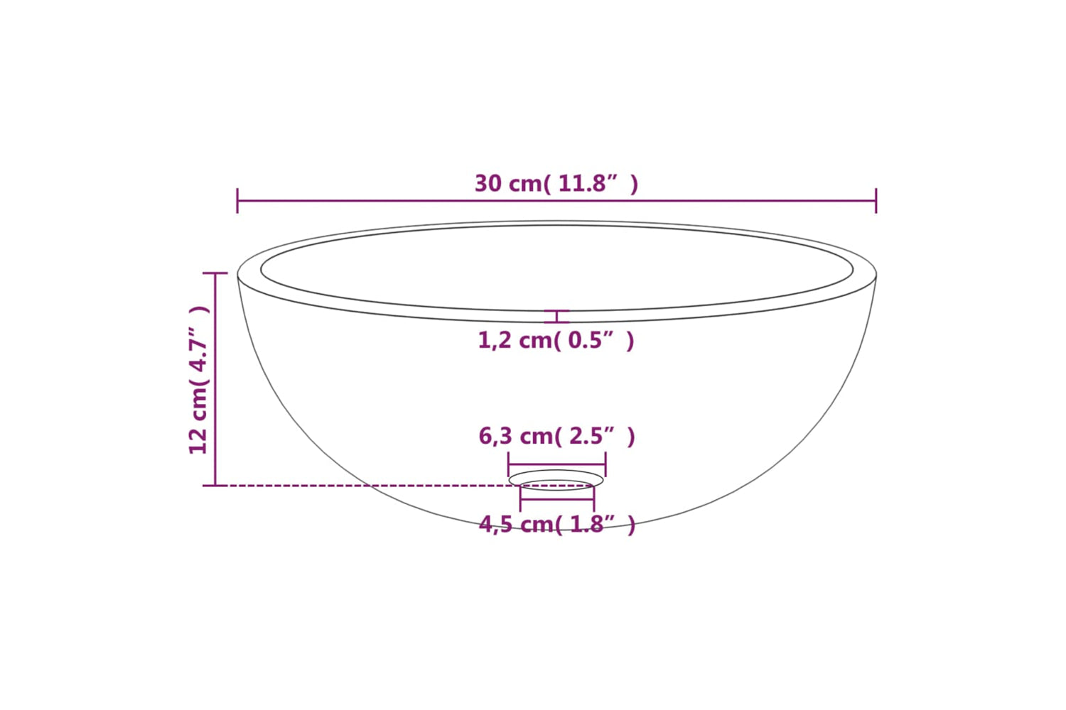 vidaXL 345235 Basin Tempered Glass 30x12cm Transparent-4