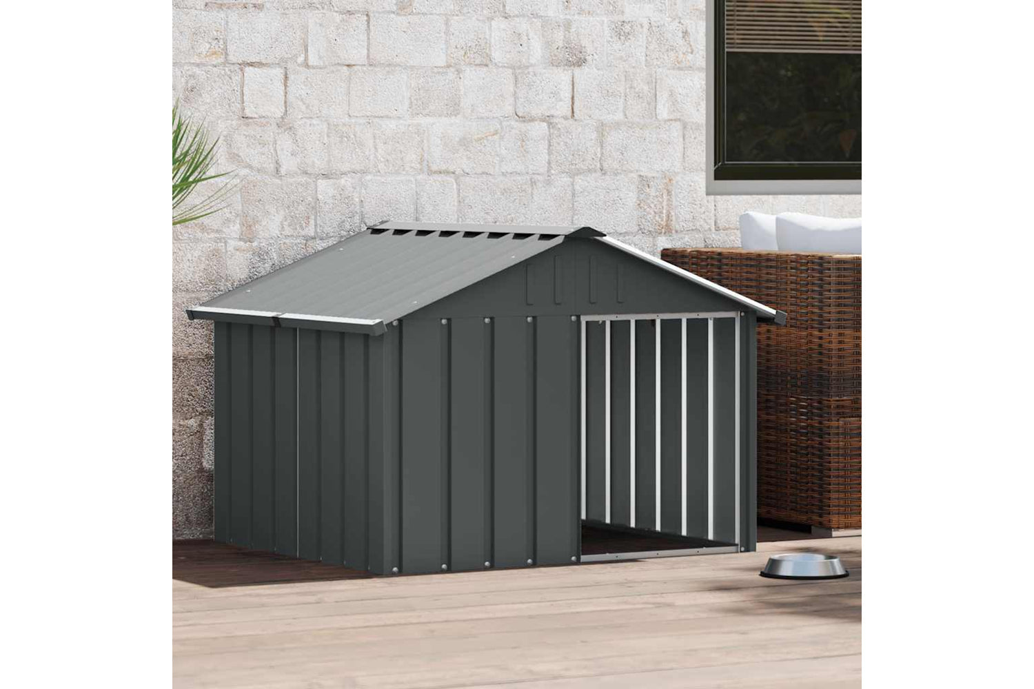 vidaXL 171540 Dog House Anthracite 116.5x103x81.5cm Galvanised Steel-2