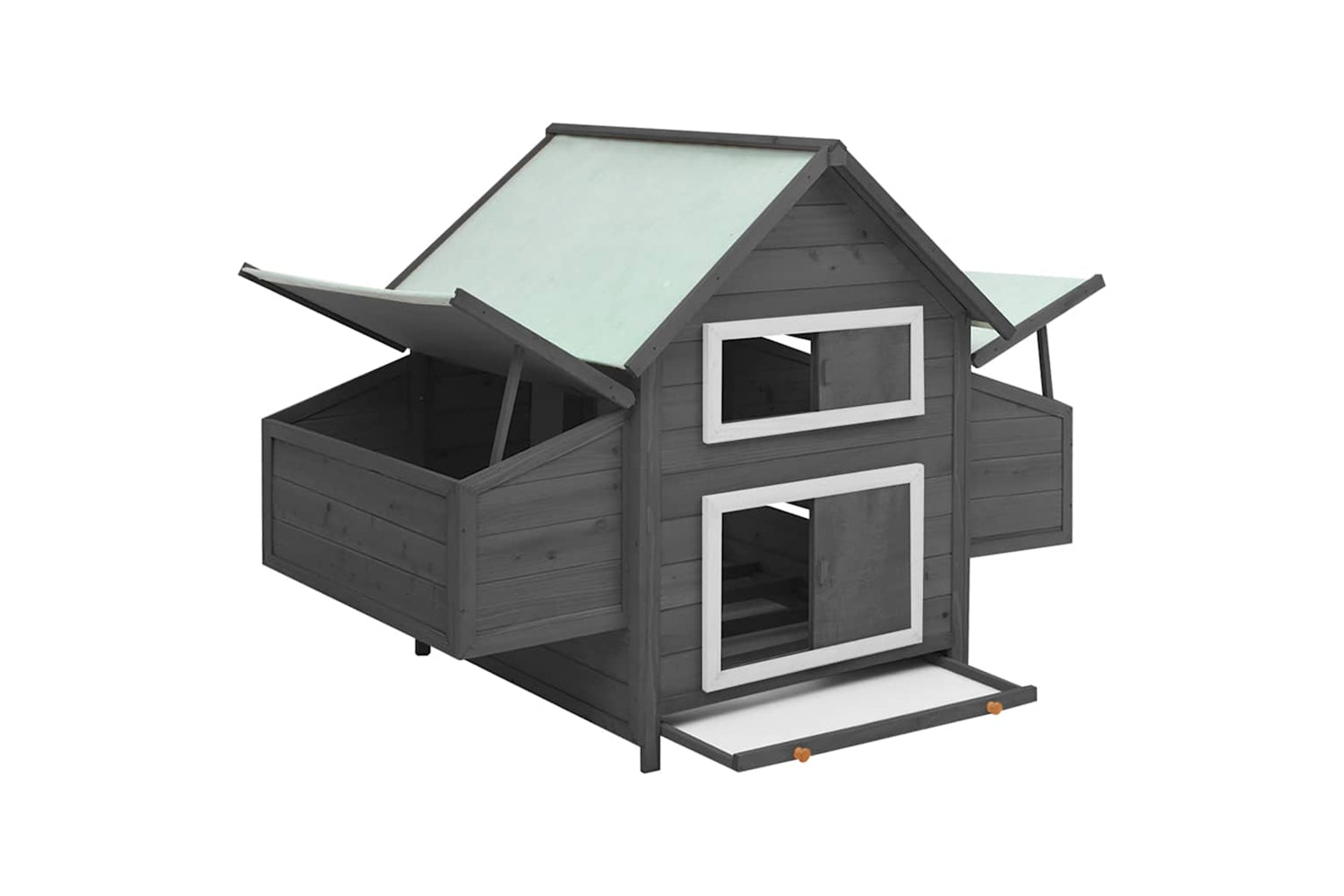 Vidaxl Chicken Coop Grey And White 150x96x110 Cm Solid Firwood-2