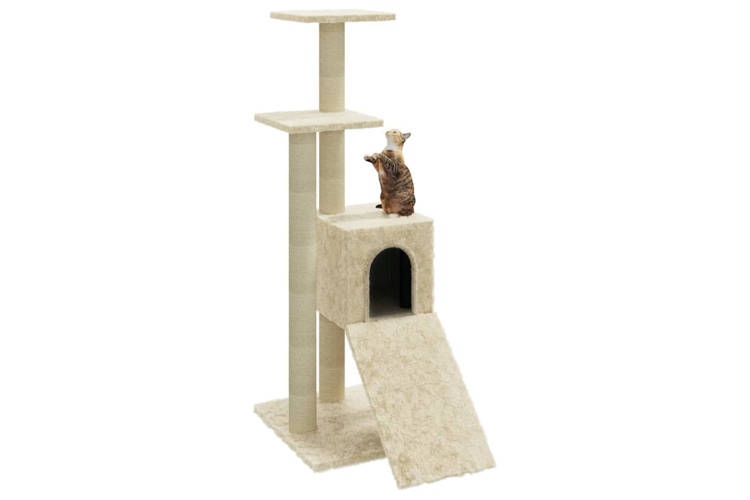 vidaXL 171512 Cat Tree With Sisal Scratching Posts Cream 92cm-3