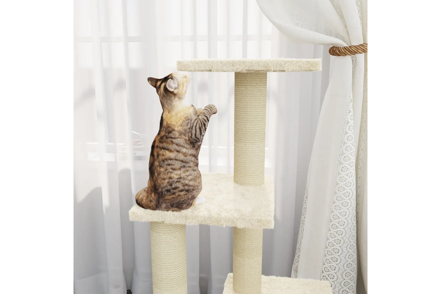 vidaXL 171512 Cat Tree With Sisal Scratching Posts Cream 92cm-2