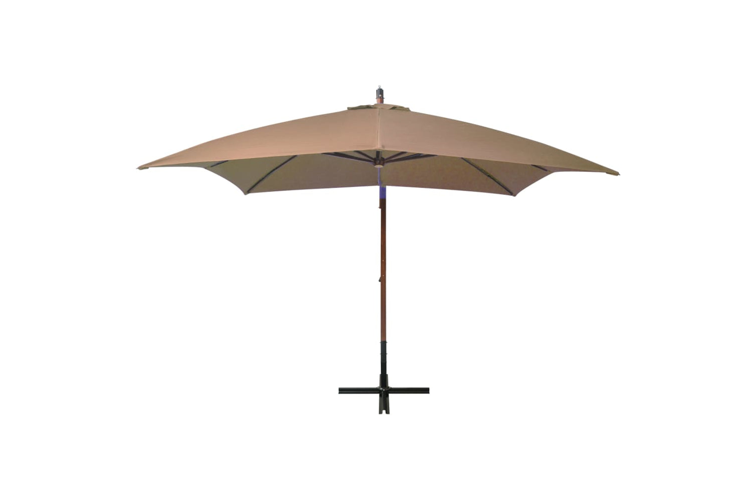 Vidaxl 313775 Hanging Parasol With Pole Taupe 3x3 M Solid Fir Wood-2