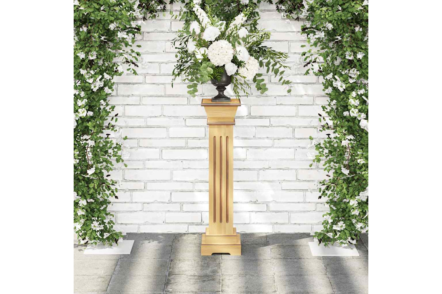 vidaXL 323968 Classic Square Pillar Plant Stand Light Wood 17x17x66cm Mdf-2