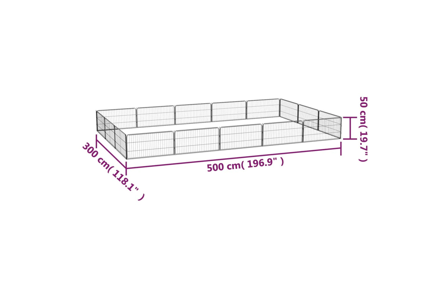 vidaXL 3115969 16-panel Dog Playpen Black 100x50cm Powder-coated Steel-7