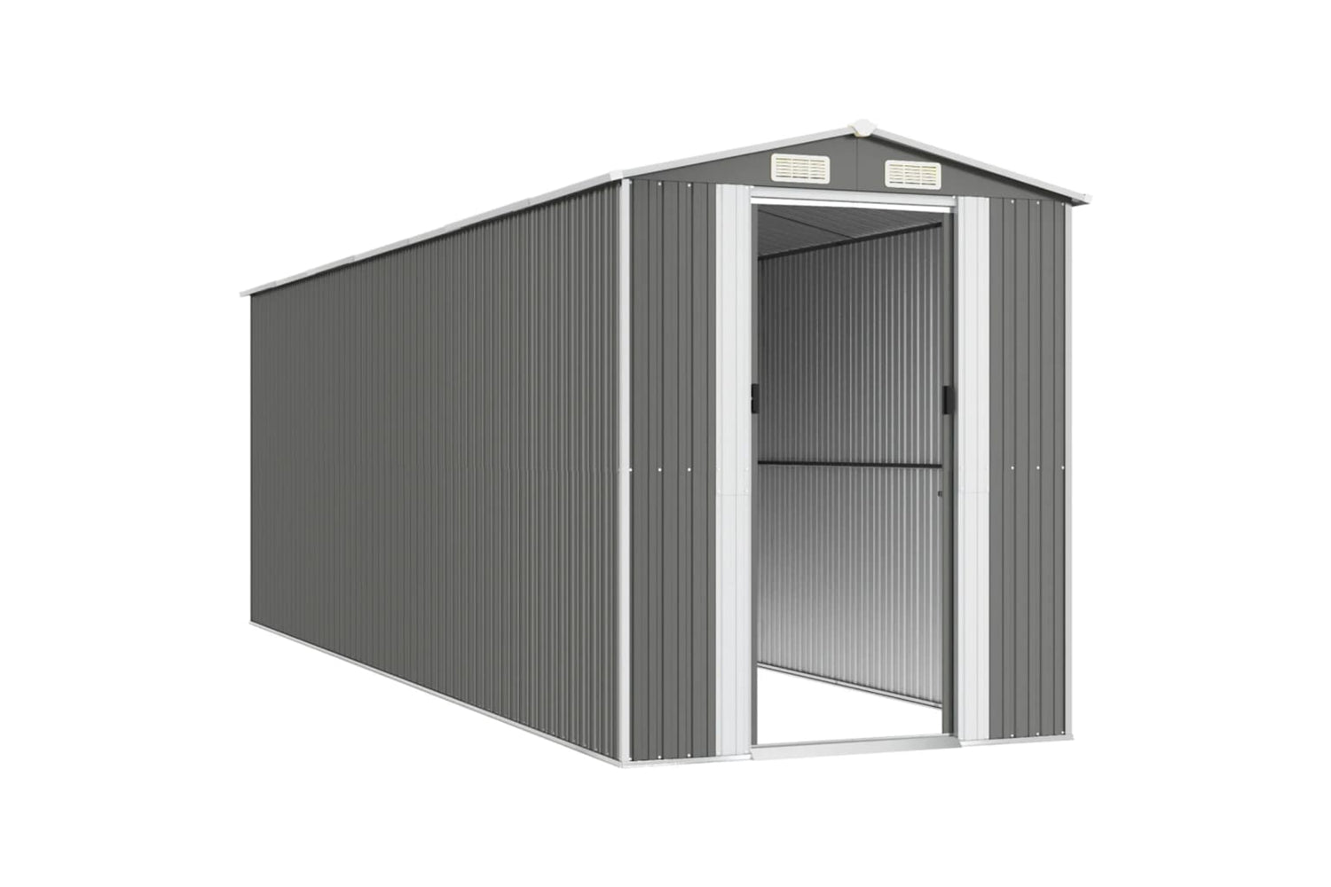vidaXL 3147443 Garden Shed Light Grey 192x606x223cm Galvanised Steel-3