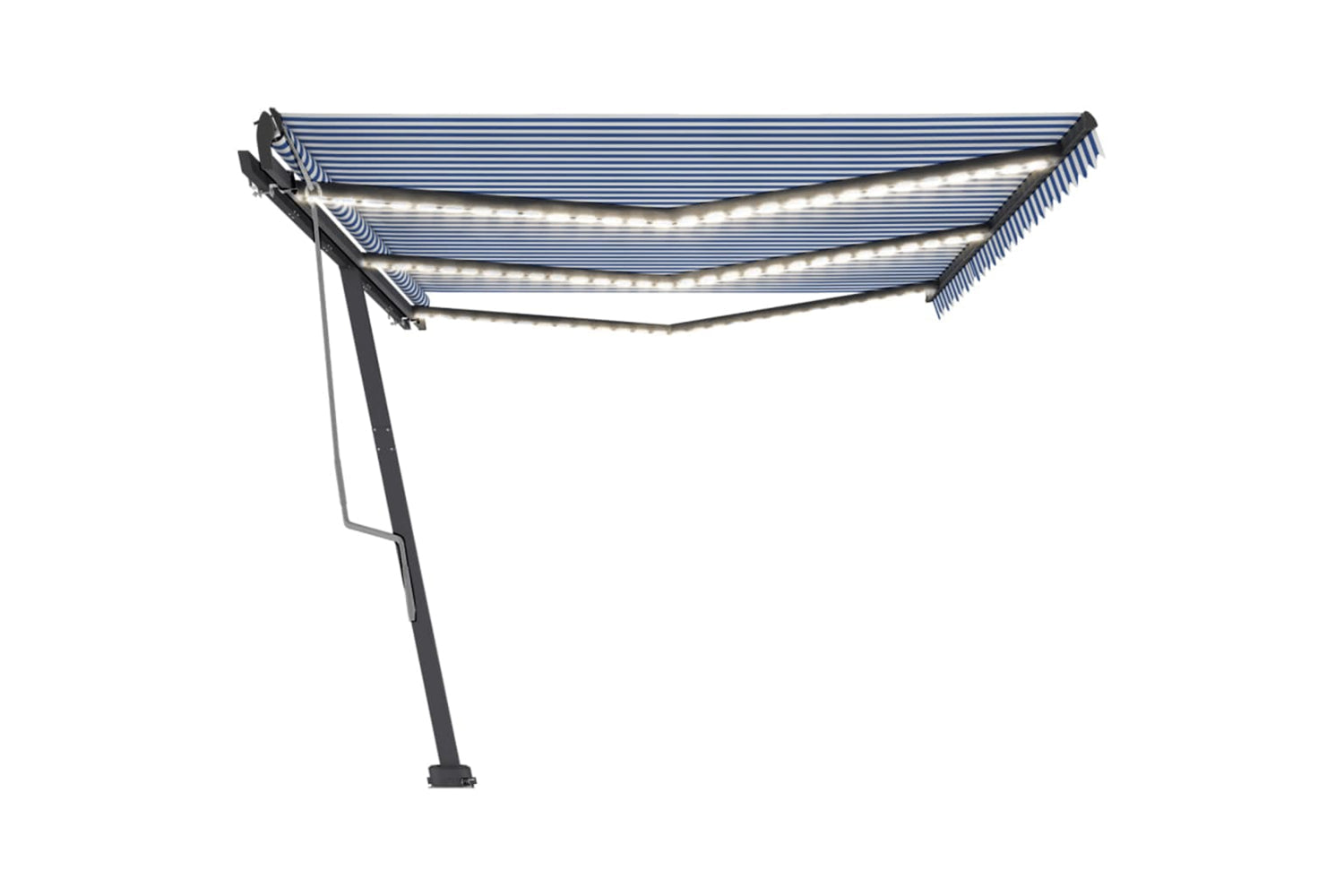 vidaXL 3069801 Manual Retractable Awning With Led 600x300cm Blue And White-4