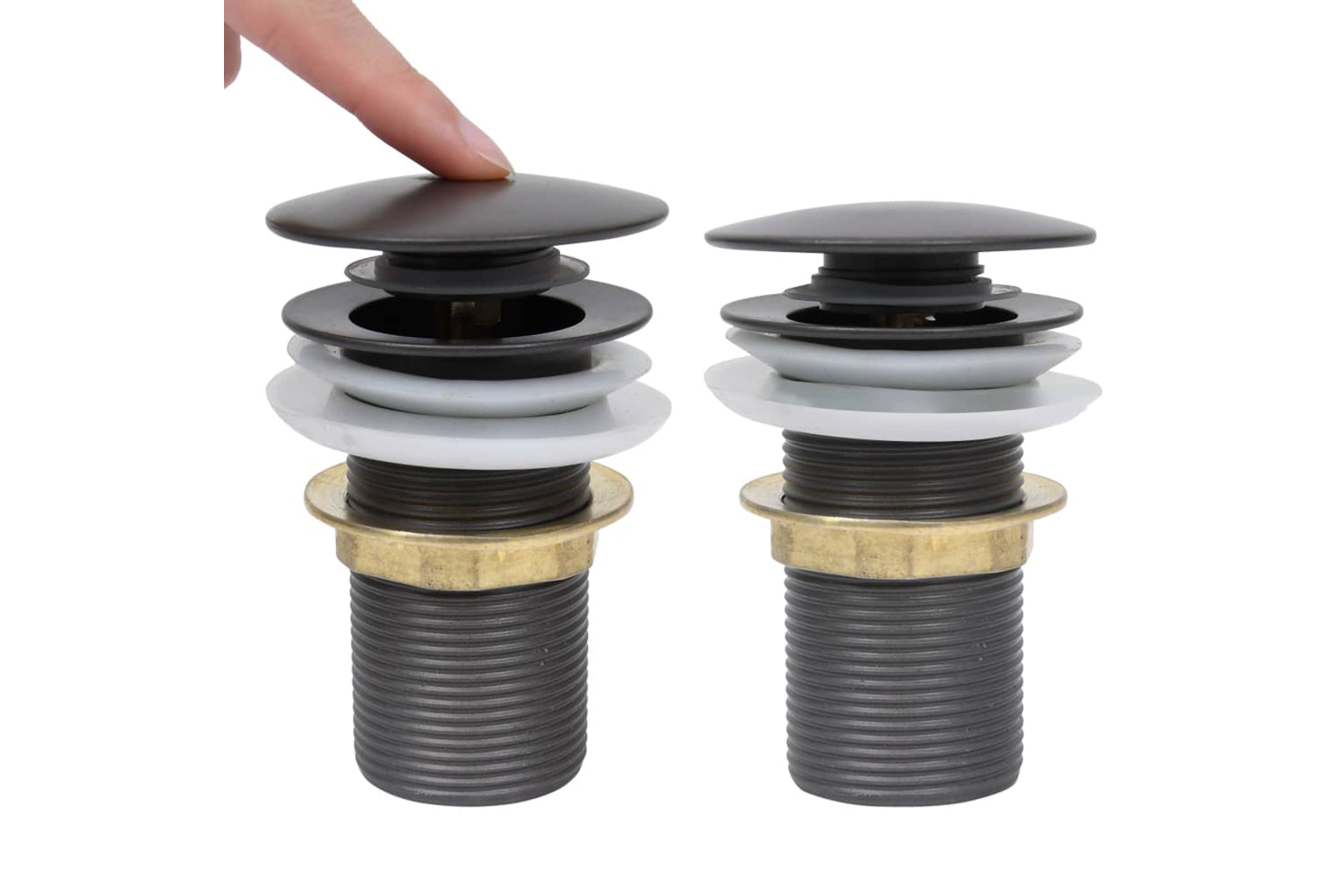vidaXL 149063 Push Drain Without Overflow Function Grey 6.4x6.4x9.1cm-2