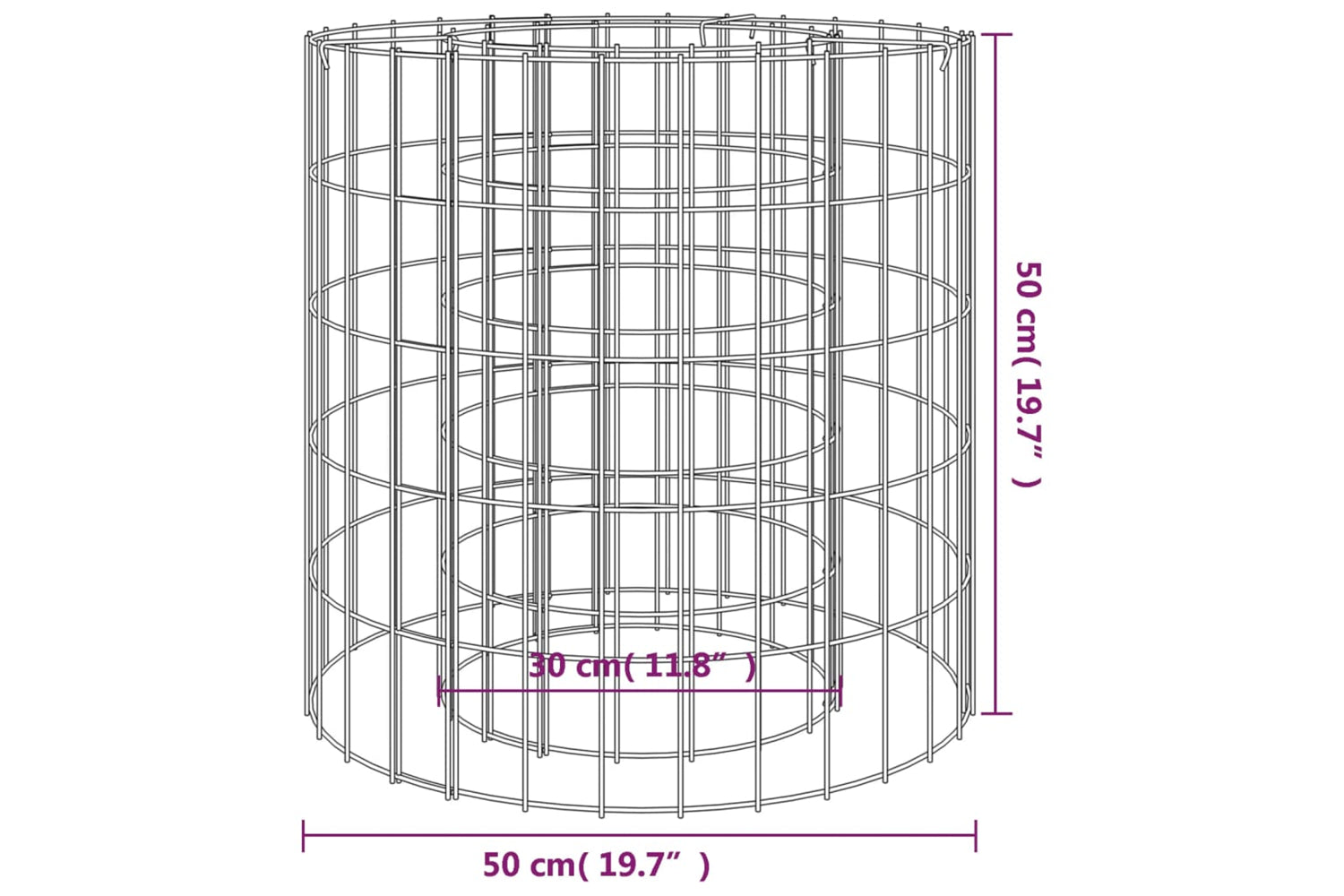vidaXL 153558 Gabion Fire Pit ÃƒÂƒÃ‚Â˜ 50cm Galvanised Iron-4