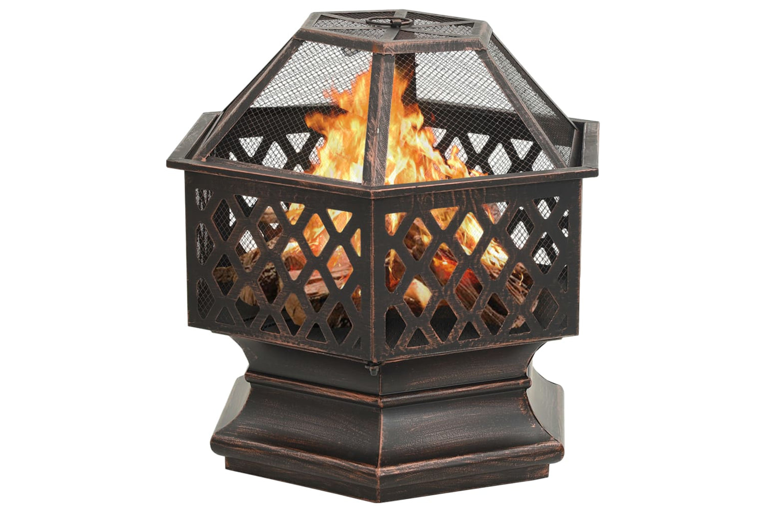 vidaXL 311887 Rustic Fire Pit With Poker 62x54x56cm Xxl Steel-3