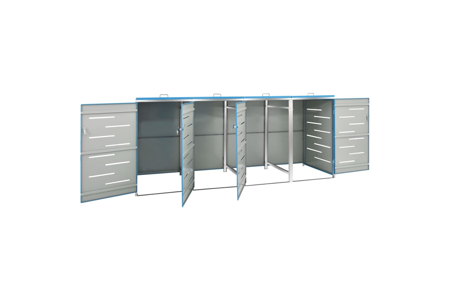 vidaXL Quadruple Wheelie Bin Shed 276.5x77.5x112.5cm Stainless Steel-3