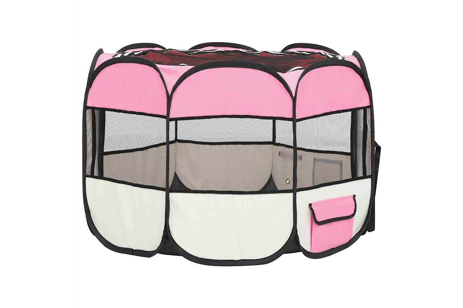 Vidaxl Foldable Dog Playpen With Carrying Bag Pink 90x90x58 Cm-4