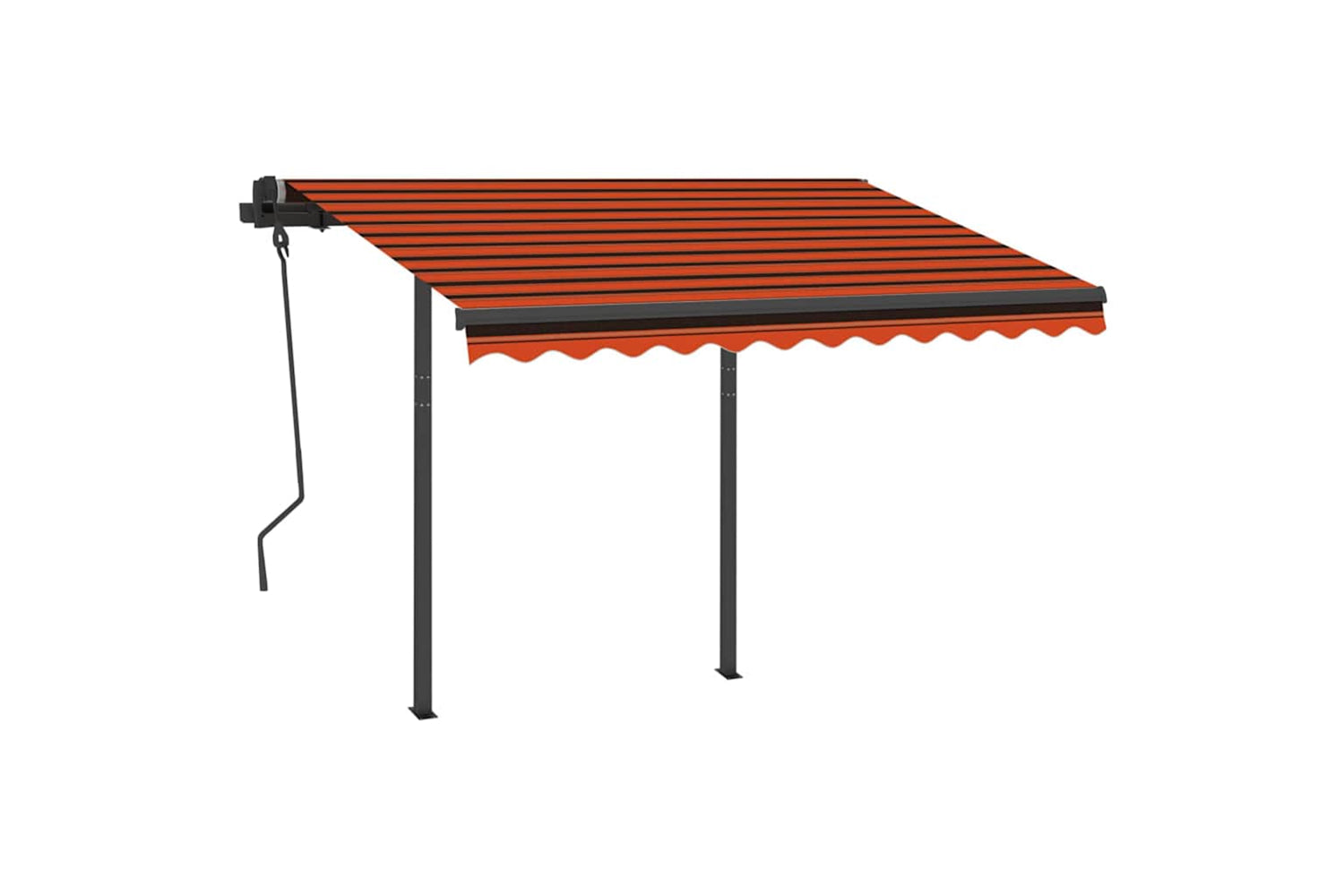 Vidaxl Manual Retractable Awning With Led 3.5x2.5 M Orange And Brown-2