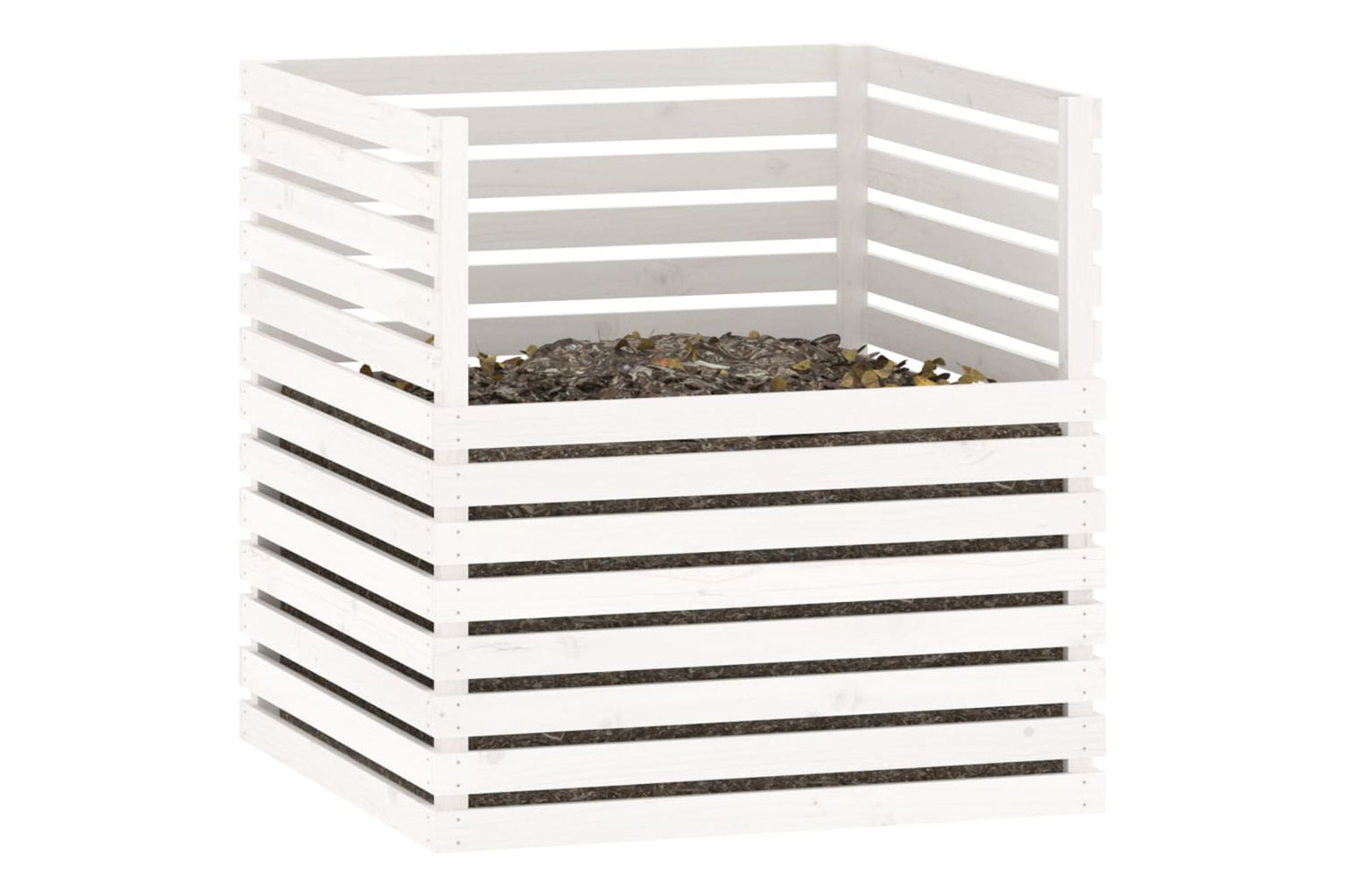 vidaXL 822193 Composter White 100x100x102cm Solid Wood Pine-3