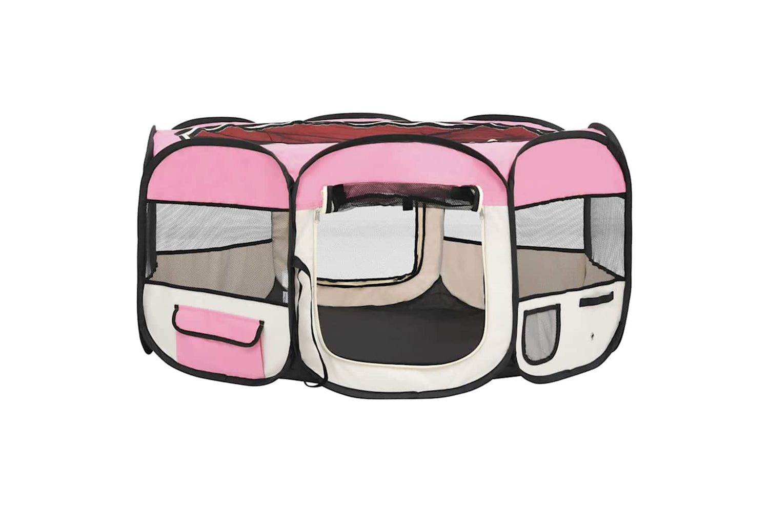Vidaxl Foldable Dog Playpen With Carrying Bag Pink 145x145x61 Cm-2