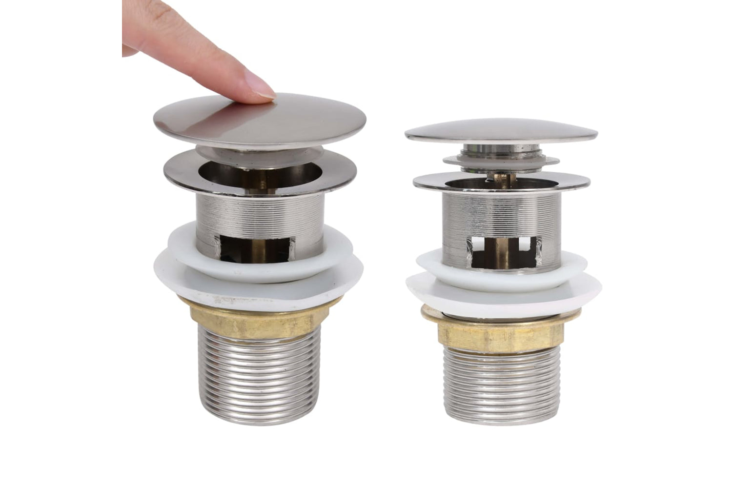 vidaXL 149059 Push Drain With Overflow Function Silver 6.4x6.4x9.1cm-2